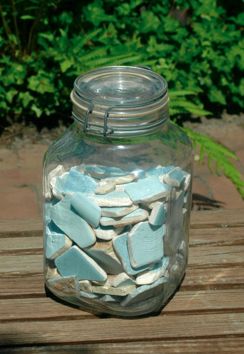 Mary Paul Callis, sea glass jar, Hampton Roads sea glass, Coastal Virginia sea glass