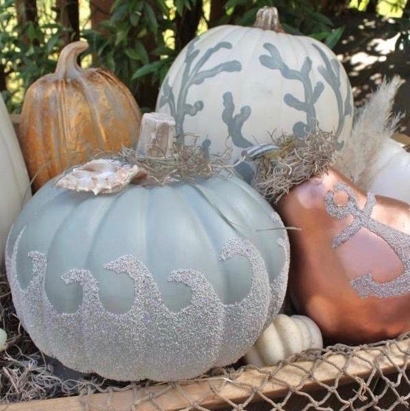 Painted pumpkins, at home decor for fall
